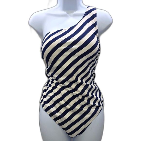 Sun & Sea Nautical Chic One-Shoulder Swimsuit - Size 14 - Picture 2 of 13